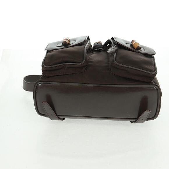GUCCI Bamboo Backpack Nylon Brown Silver 003 2058 0016 5 Auth 161352 main image 13